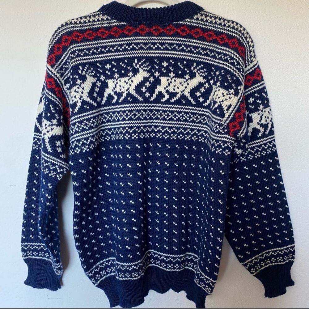 Vintage LL Bean wool fair isle reindeer Nordic size M rare** - Picture 4 of 4